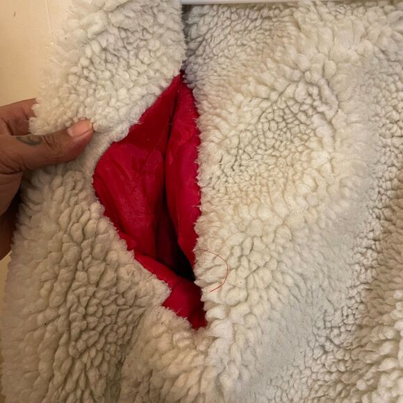 Vintage PLAIN POCKETS Sherpa Lined  Denim Trucker JACKET 36 - Picture 6 of 9